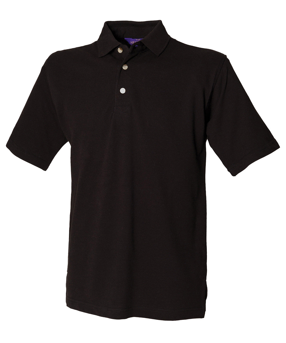 Henbury Classic Cotton Piqué Polo With Stand-up Collar - Black