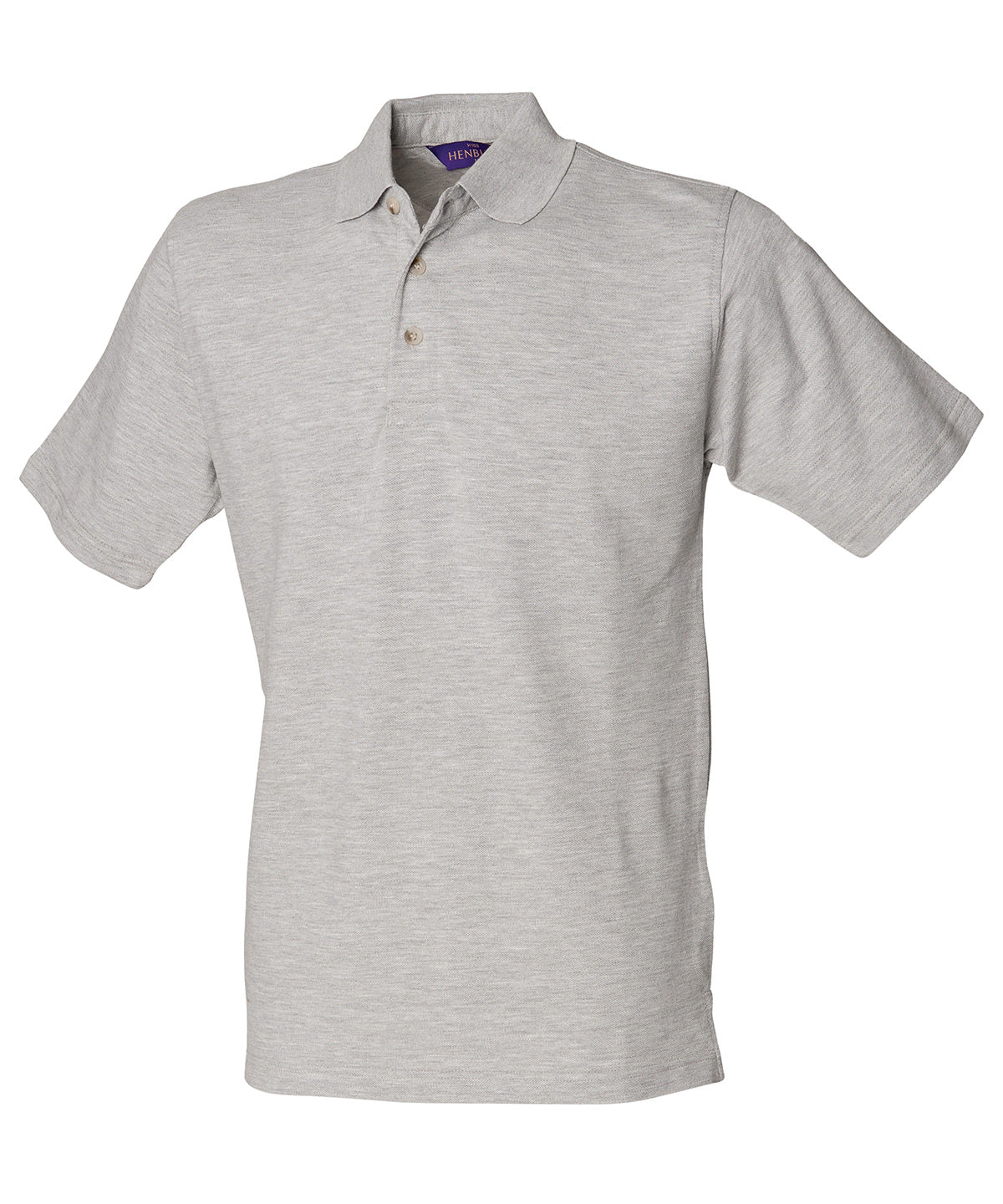Henbury Classic Cotton Piqué Polo With Stand-up Collar - Heather Grey