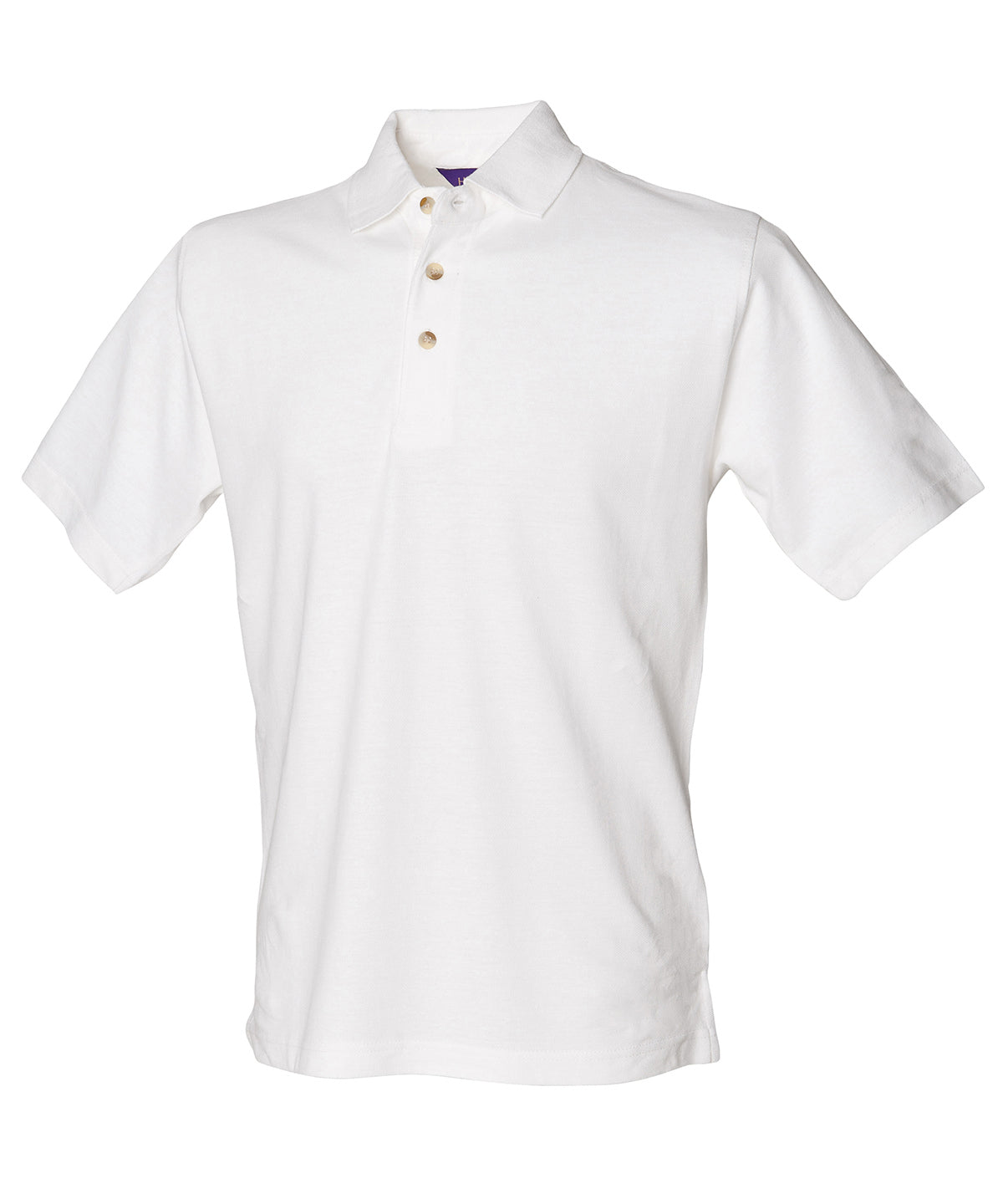 Henbury Classic Cotton Piqué Polo With Stand-up Collar - White