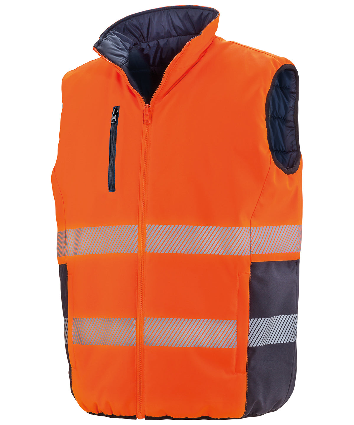 Result Safeguard Reversible Soft Padded Gilet - Fluorescent Orange/Navy