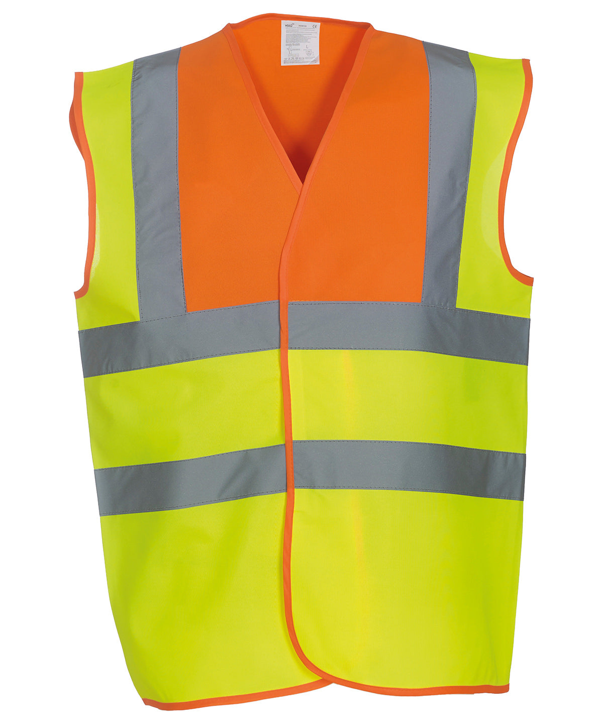 Yoko Hi-vis 2-band-and-braces Waistcoat (HVW100) - Orange Yoke/Yellow