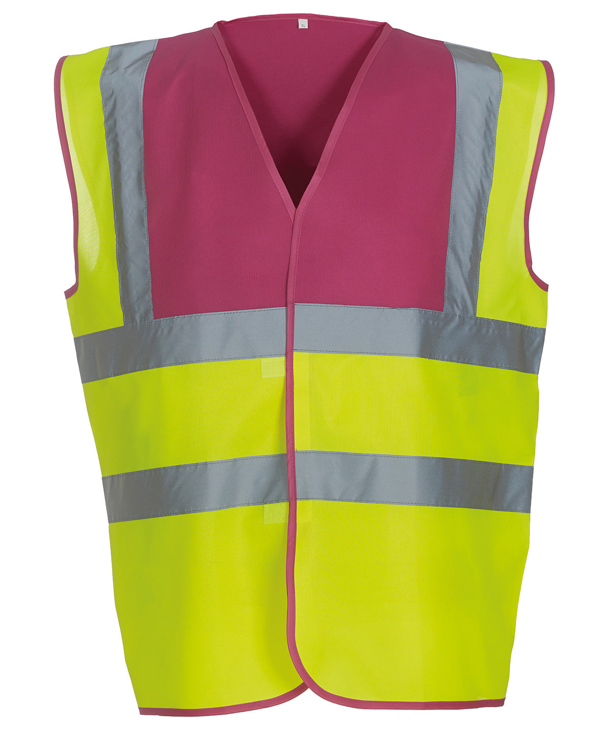 Yoko Hi-vis 2-band-and-braces Waistcoat (HVW100) - Raspberry Yoke/Yellow