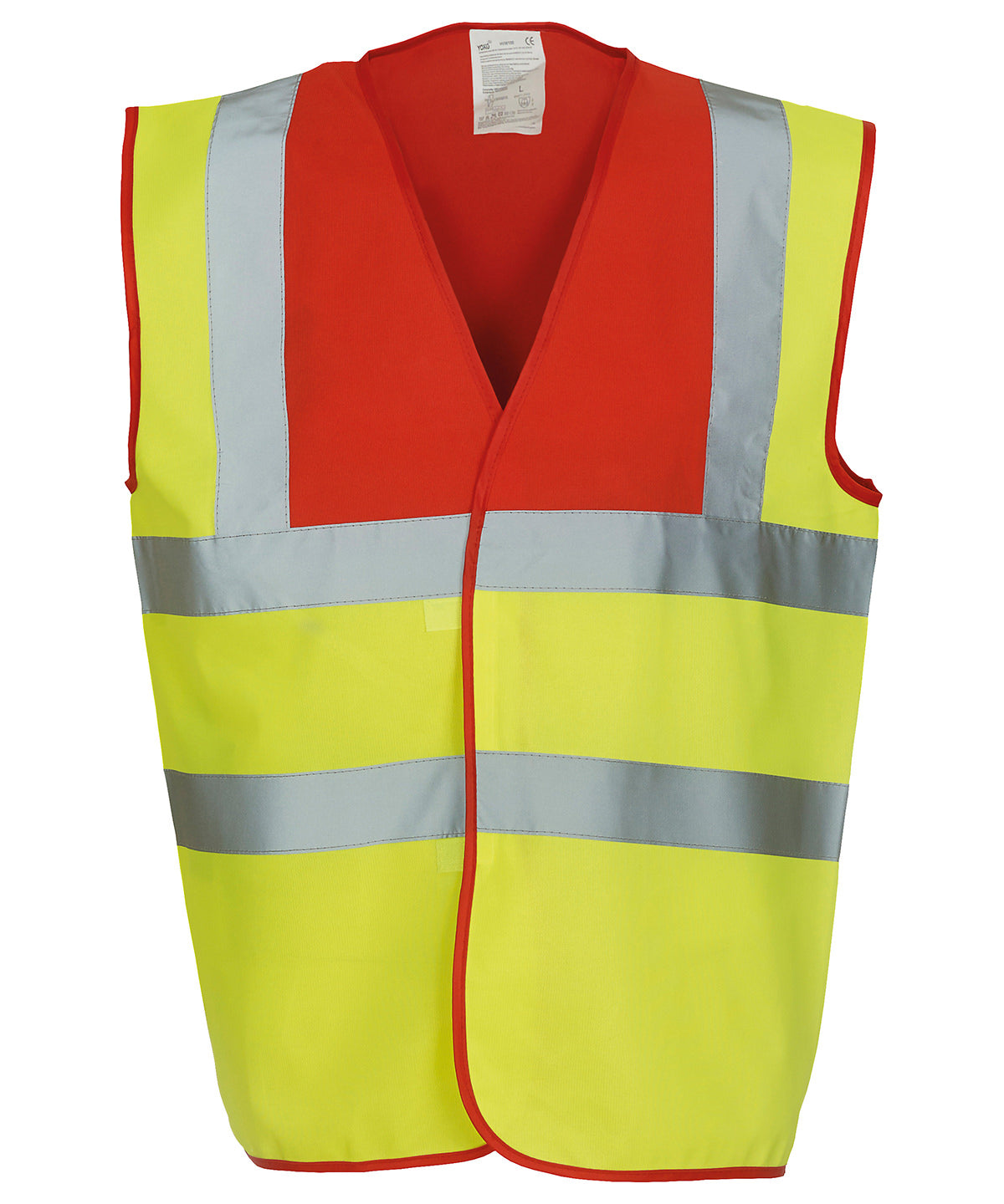 Yoko Hi-vis 2-band-and-braces Waistcoat (HVW100) - Red Yoke/Yellow