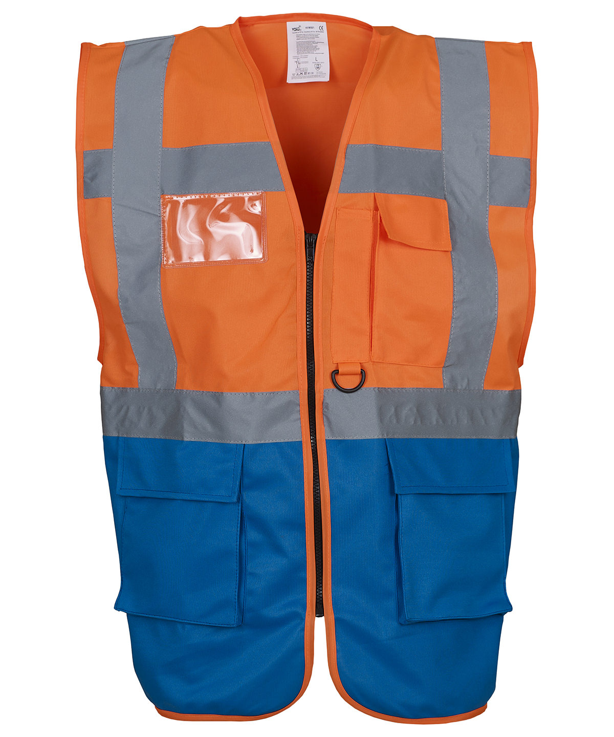 Yoko Multifunctional Executive Hi-vis Waistcoat (HVW801) - Orange/Royal Blue