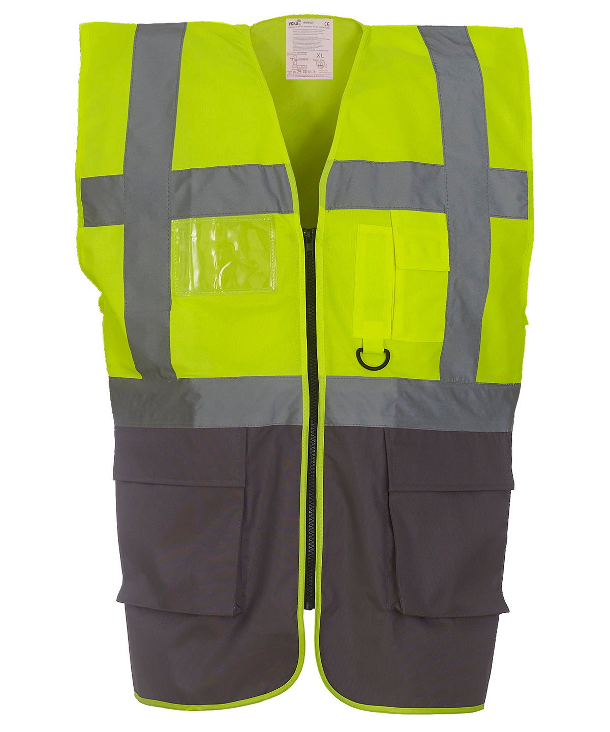 Yoko Multifunctional Executive Hi-vis Waistcoat (HVW801) - Yellow/Grey