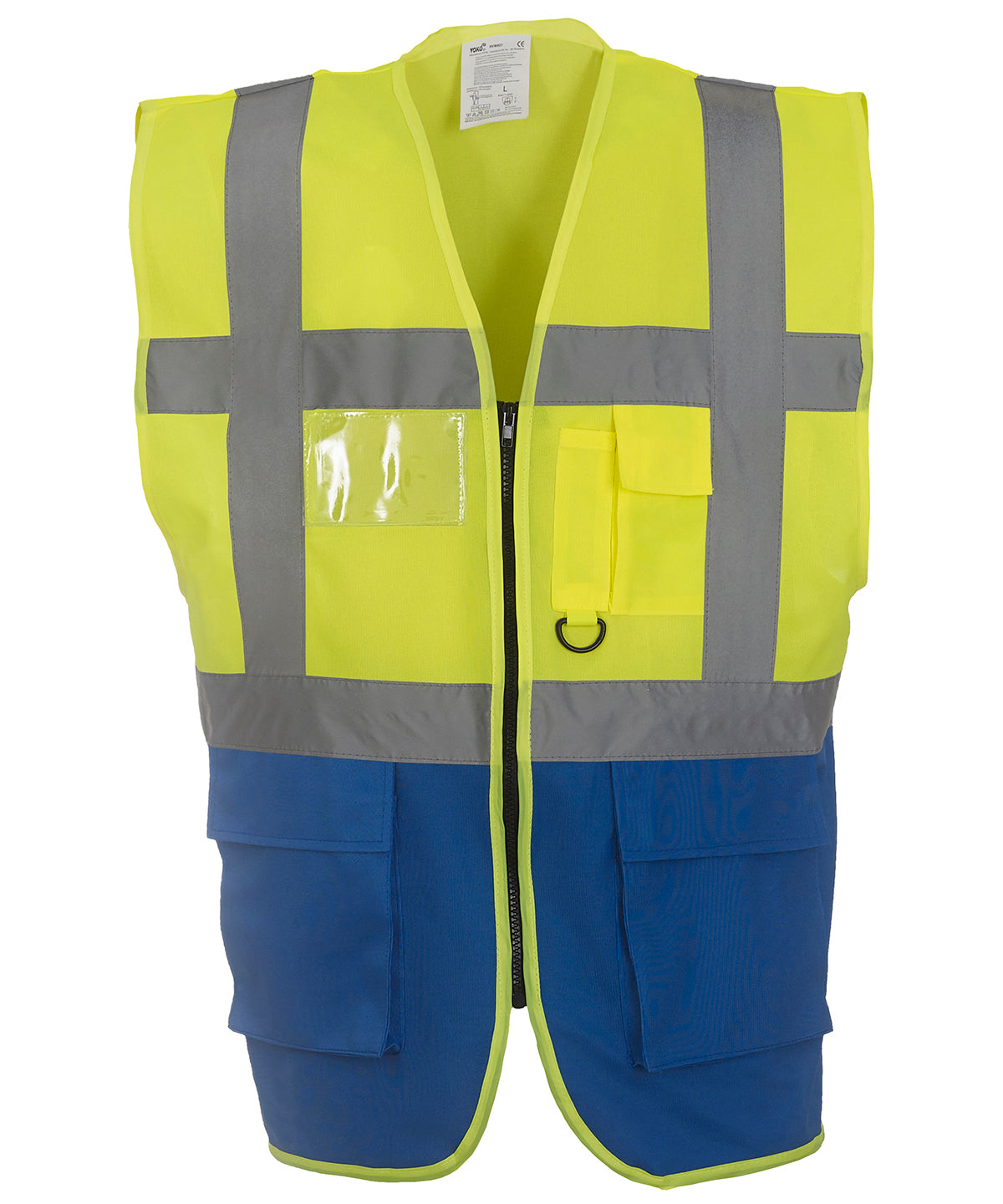 Yoko Multifunctional Executive Hi-vis Waistcoat (HVW801) - Yellow/Royal Blue