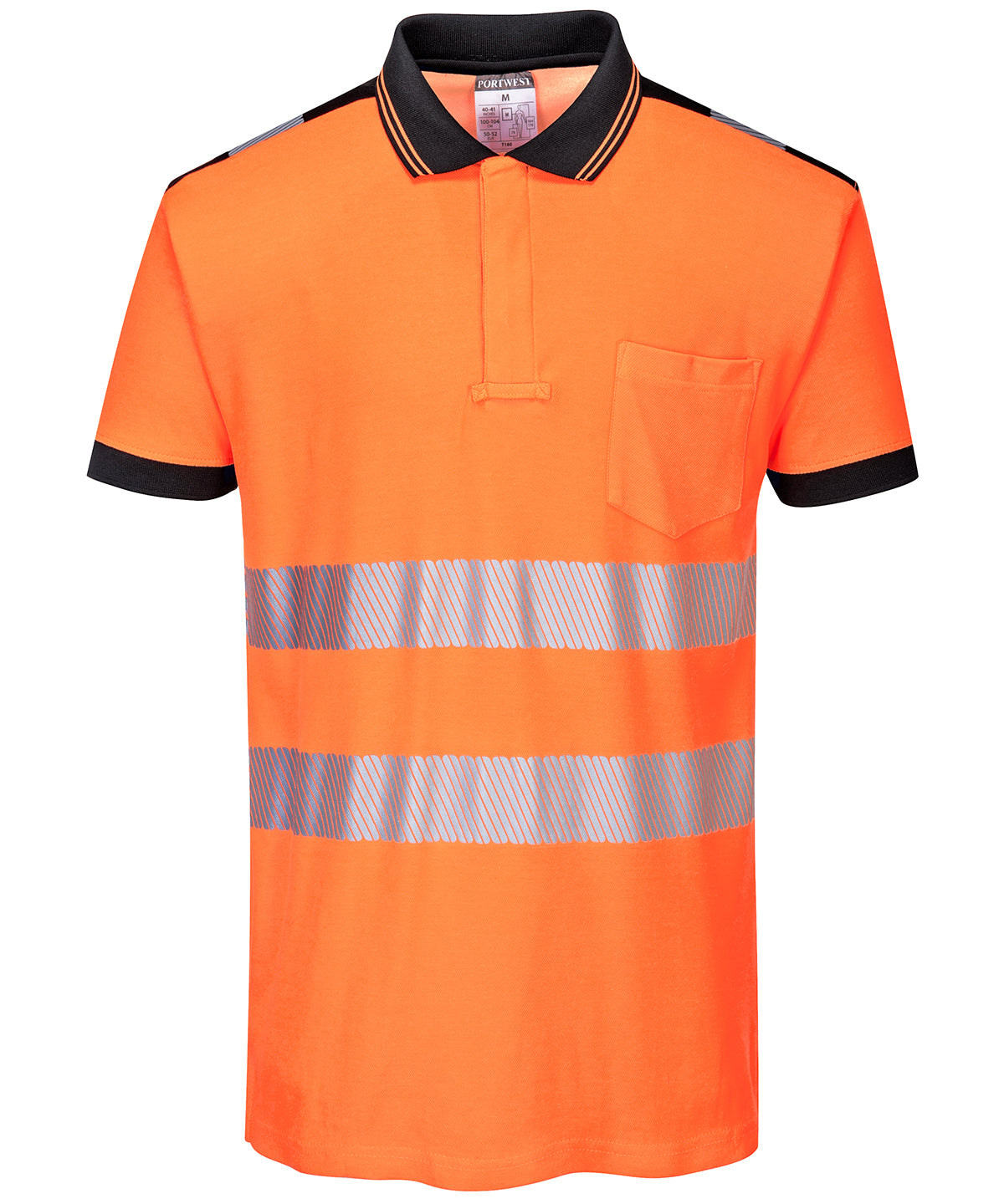 Portwest PW3 Hi-vis Polo Shirt (T180) - Orange/Black