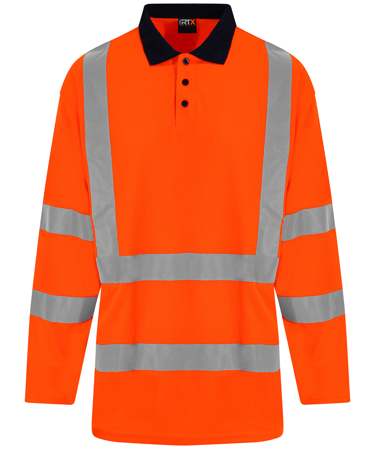 Pro RTX High Visibility High Visibility Long Sleeve Polo - HV Orange/Navy