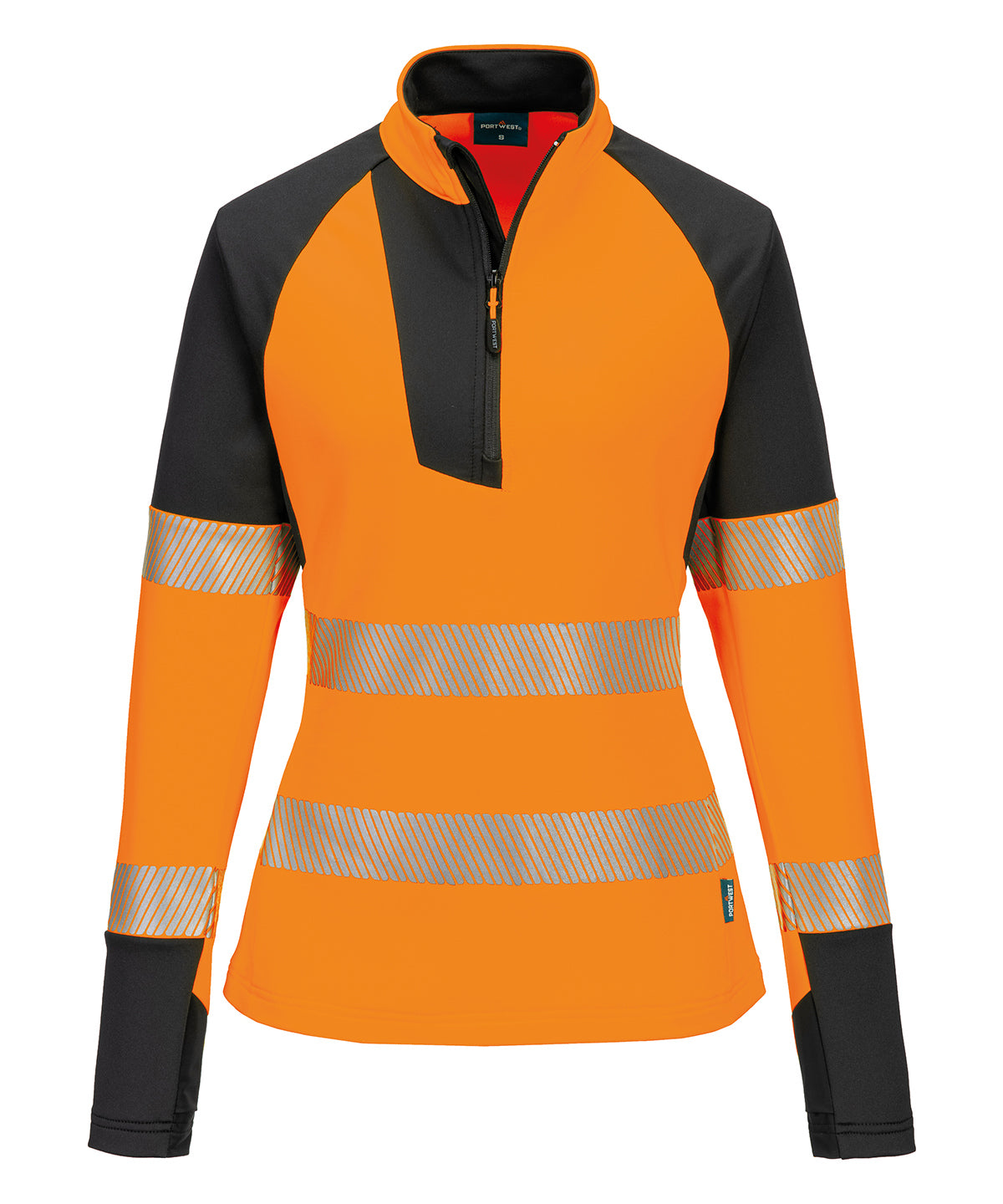 Portwest Women’s PW3 Hi-vis ¼-zip Sweatshirt (T173) - Orange/Black