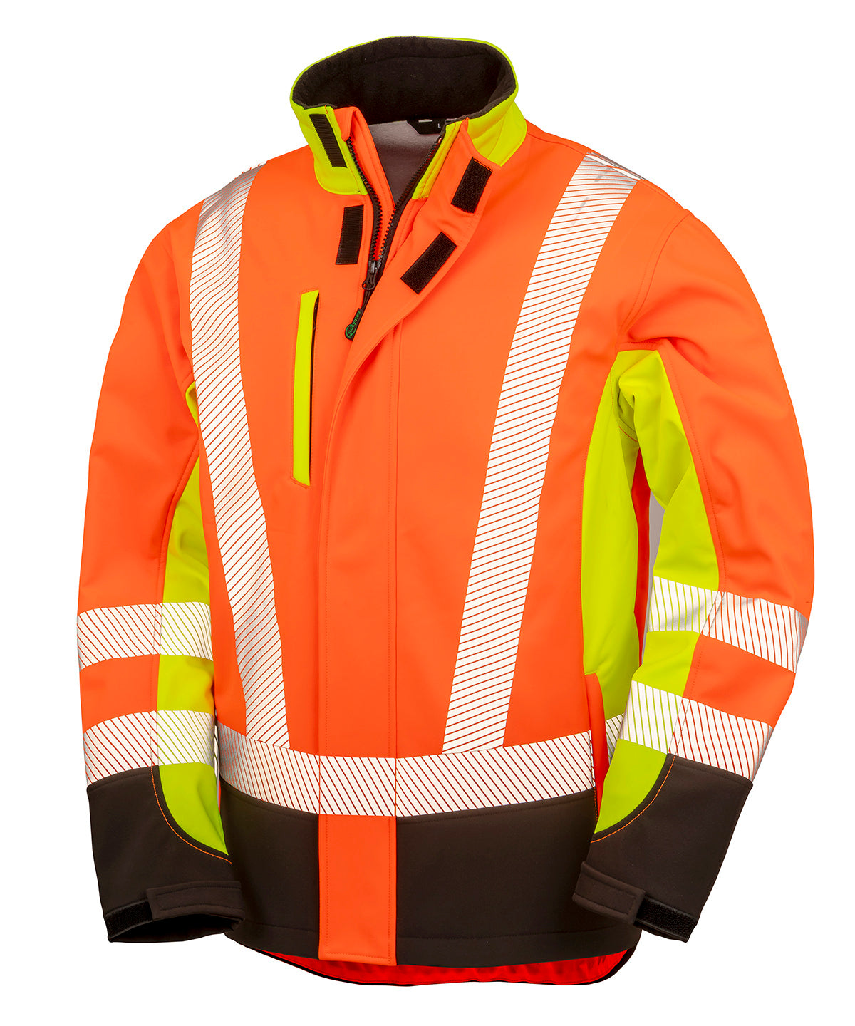 Result Recycled Recycled 3-layer Printable 3-tone Safety Softshell - Fluorescent Yellow/Fluorescent Orange/Black