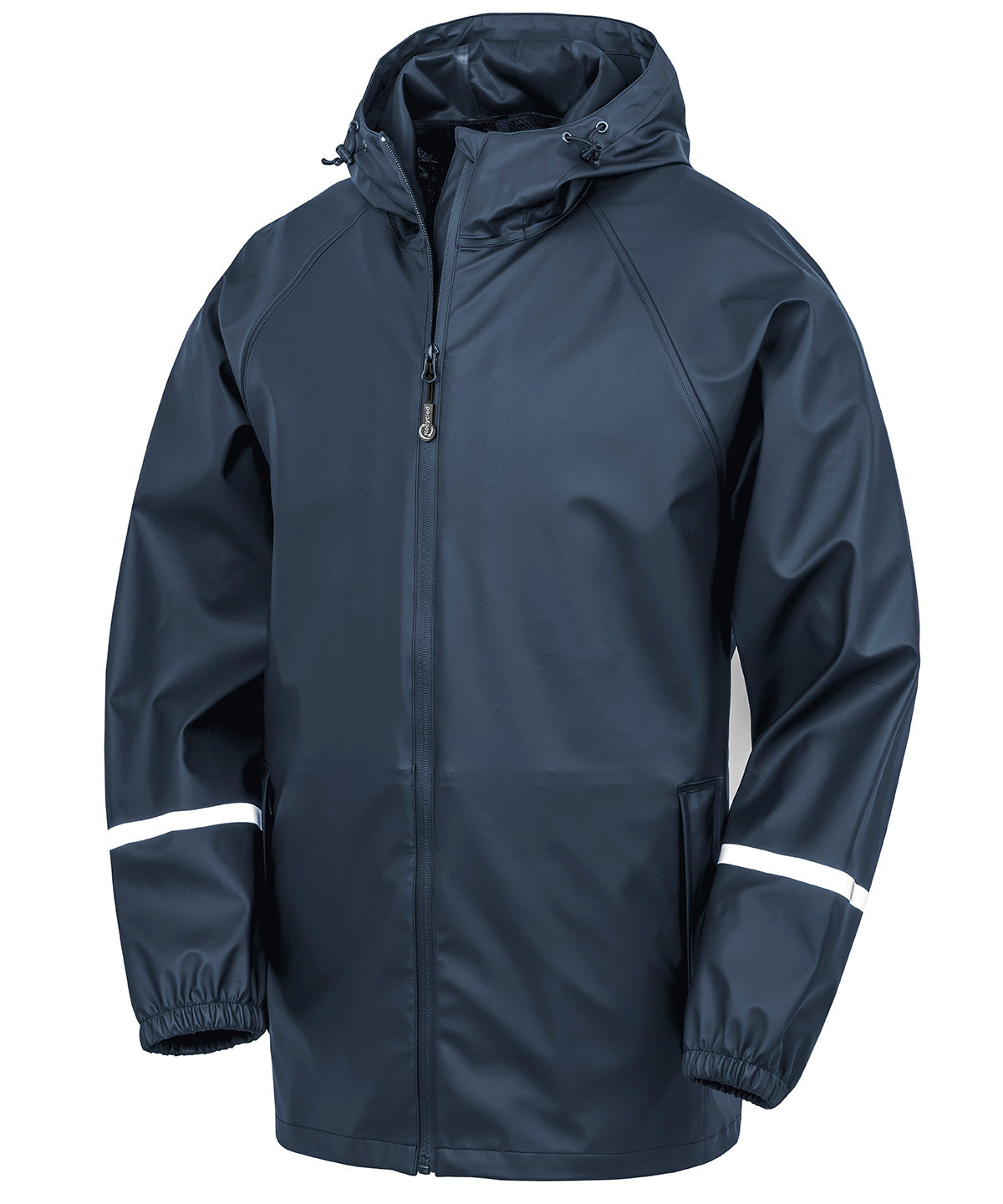Result Recycled Prism PU Waterproof Jacket With Reflective Bands And Recycled Backing - Navy