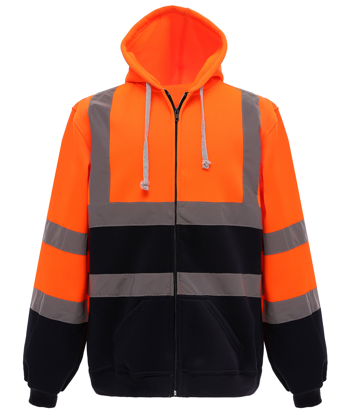 Yoko Hi-vis Zip Hoodie (HVK07) - Orange/Navy