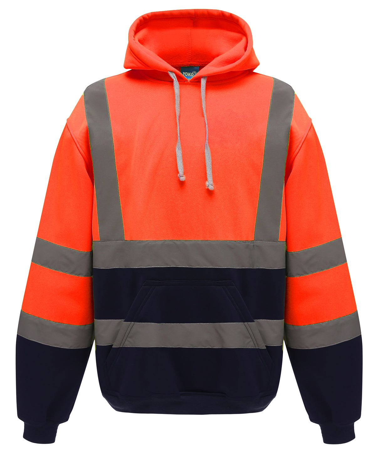Yoko Hi-vis Pull-over Hoodie (HVK05) - Orange/Navy