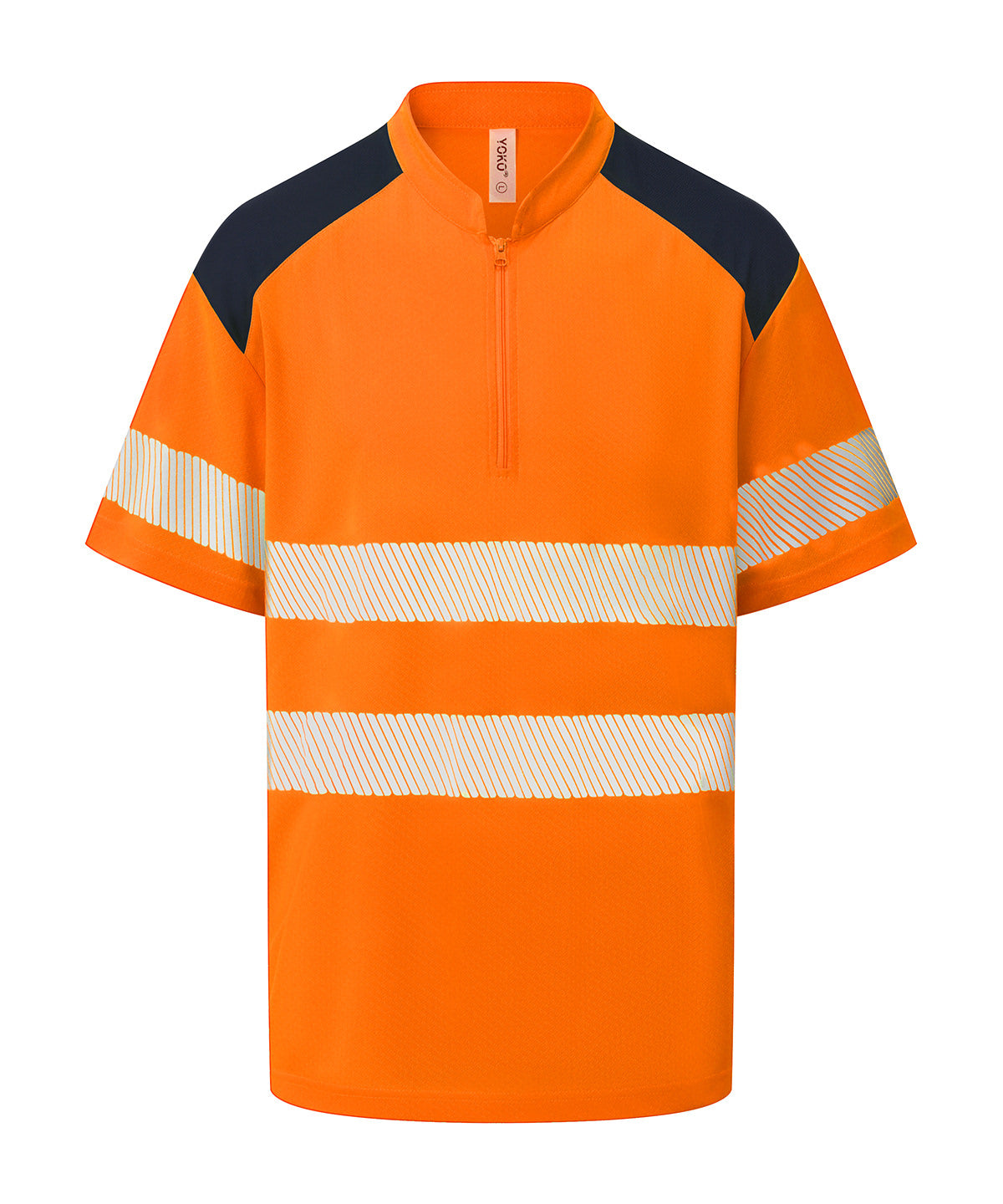 Yoko Hi-vis Mandarin Collar Zip Neck Comfort Trim Polo (HVJ230) - Hi-vis Orange