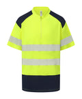 Yoko Hi-vis Mandarin Collar Zip Neck Comfort Trim Polo (HVJ230) - Hi-vis Yellow/Navy
