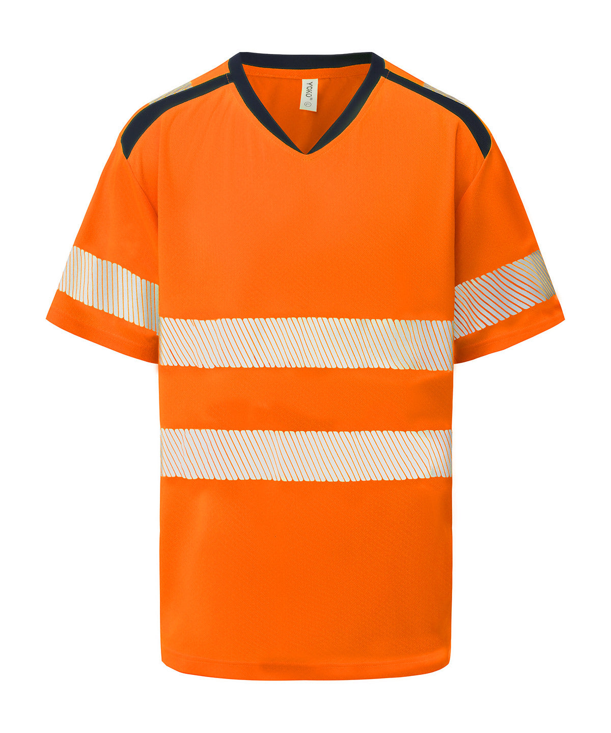 Yoko Hi-vis Mandarin Collar Comfort Trim T-shirt (HVJ430) - Hi-vis Orange