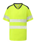 Yoko Hi-vis Mandarin Collar Comfort Trim T-shirt (HVJ430) - Hi-vis Yellow